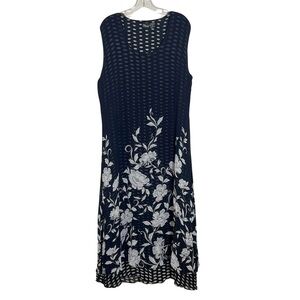 Elegant Sheer Black & White Floral Polka Dot Dress Size Large Festival Lagenlook